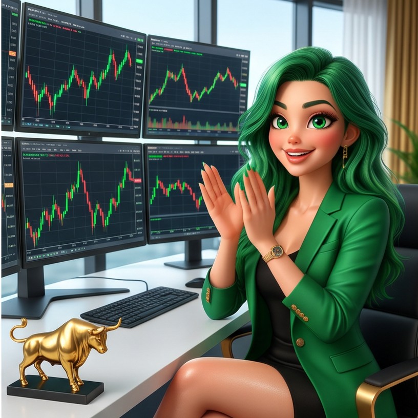 Candlestick Cindy: outfit matches my portfolio. green.
